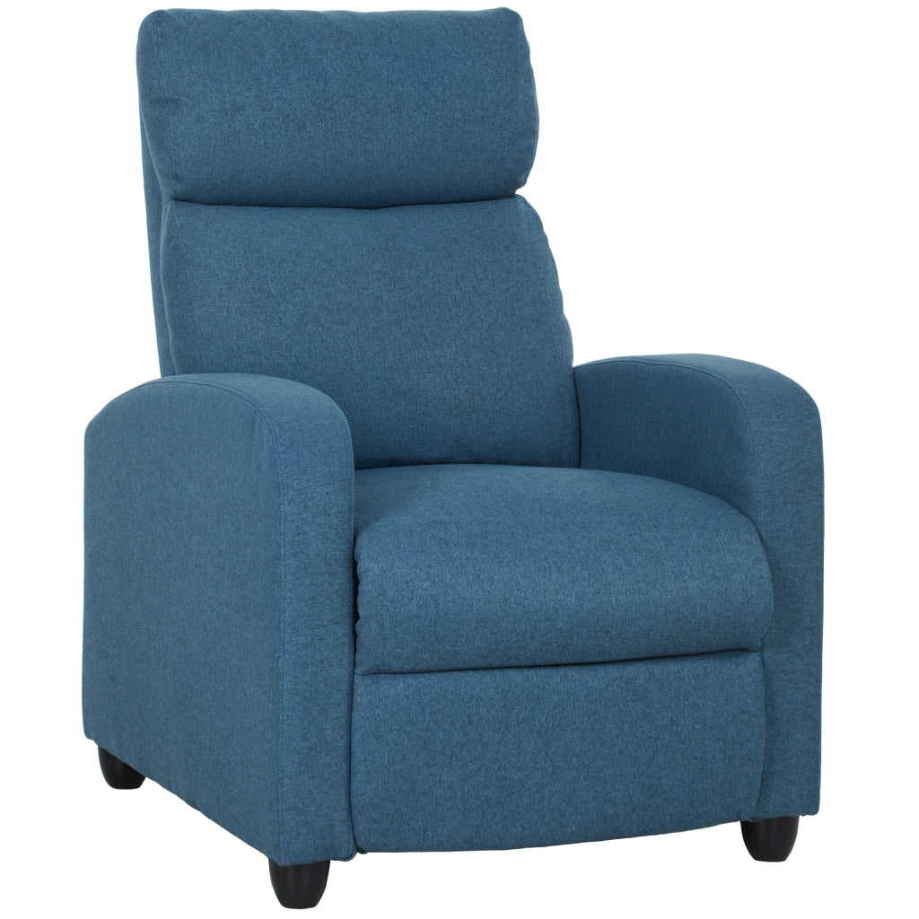 Poltrona Relax Reclinabile Manuale con Poggiapiedi ¨C Zephmum ¨C Tessuto Blu