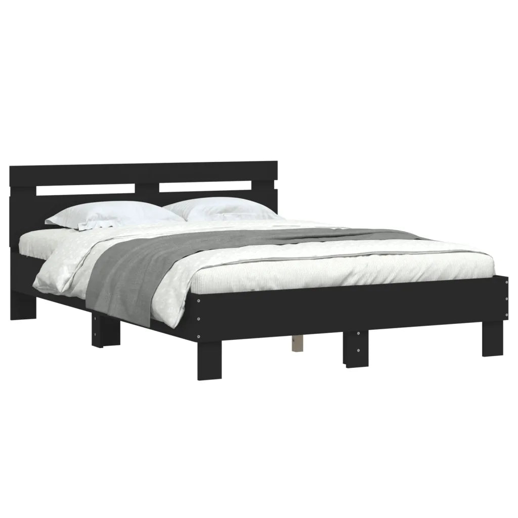 Giroletto con Testiera Nero 120x190 cm in Legno Multistrato 3207449
