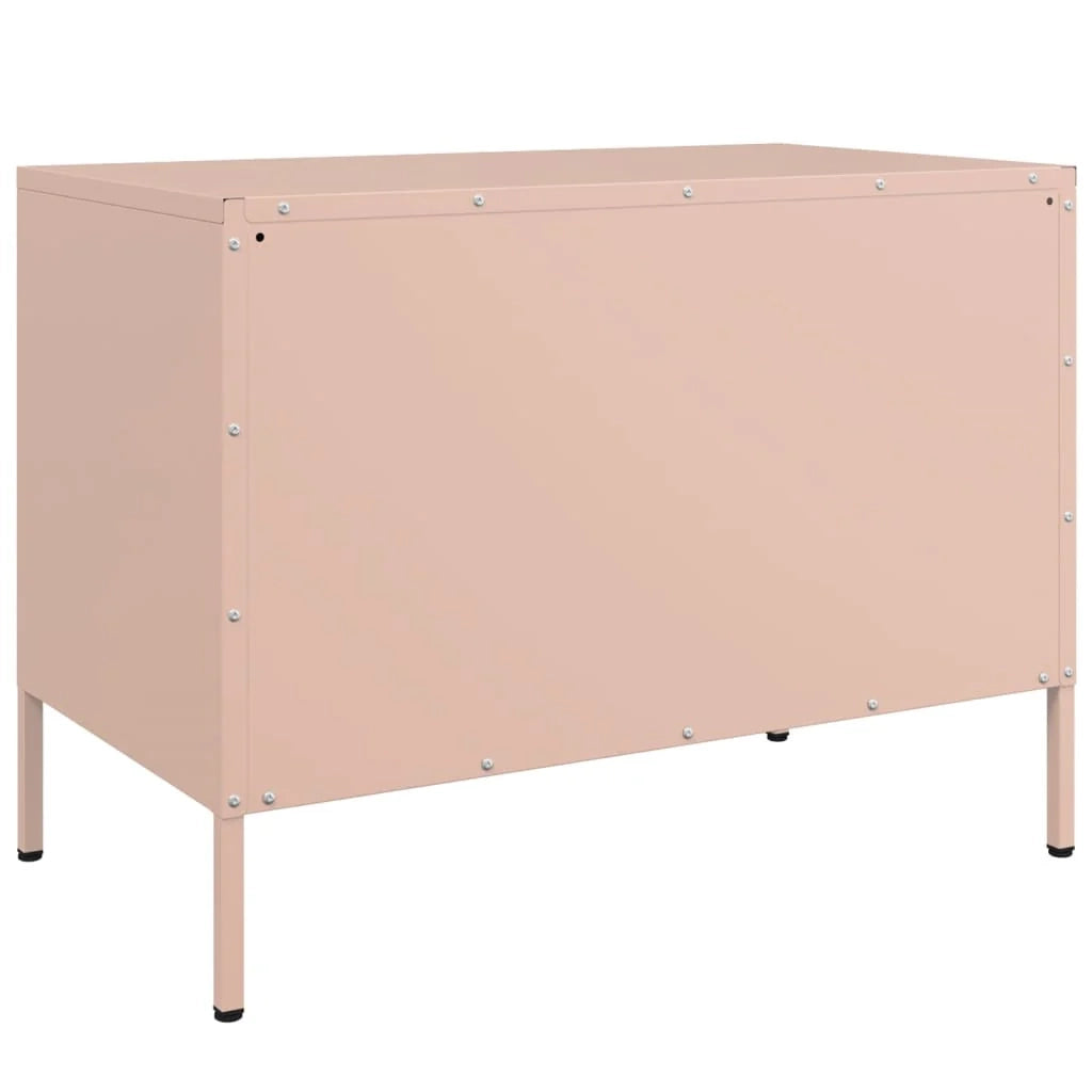 Mobile TV multimediale scaffale TV credenza mobile TV sala da pranzo soggiorno camera da letto 2 pezzi rosa 68 x 39 x 50,5 cm acciaio rosa 02_0028648