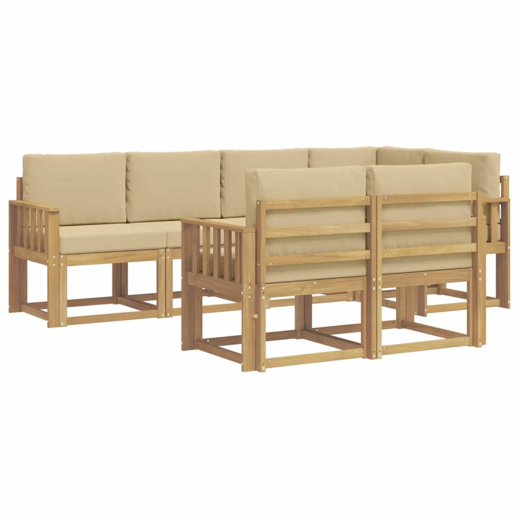 Set di divani da esterno 7 pz Bianco e Beige Poliestere 3387767