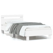Letto singolo | Letto per adulti | Giroletto con Testiera Bianco 75x190 cm in Legno Multistrato