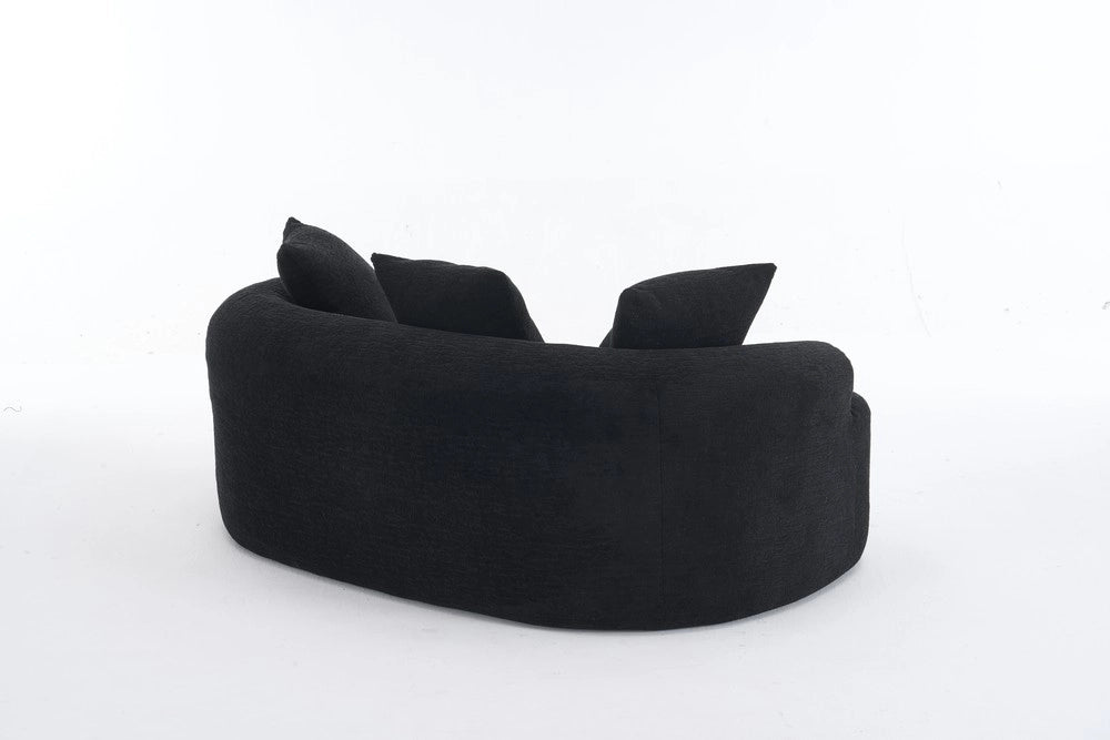 Divano 2 posti con cuscini ¨C Minimal ¨C Nero tessuto compatto
