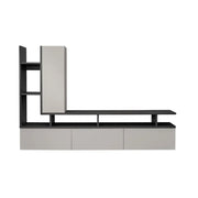 Composizione murale CRONOS - Mobile TV e contenitori sospesi - Rovere Grafite e Cashmere
