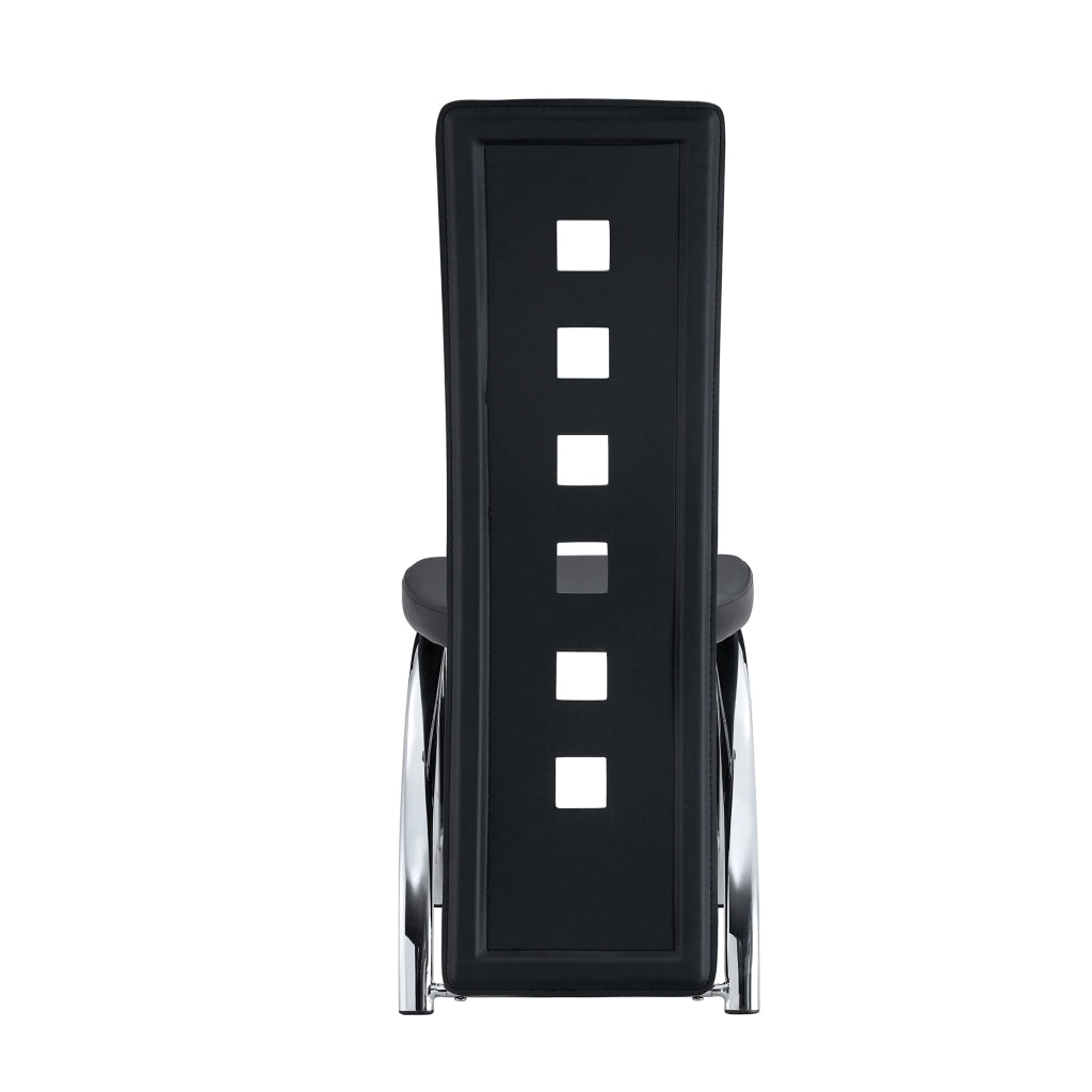 Set tavolo da pranzo e sedie con 1 tavolo rotondo e 4 sedie imbottite in vetro temperato; metallo e PU nero