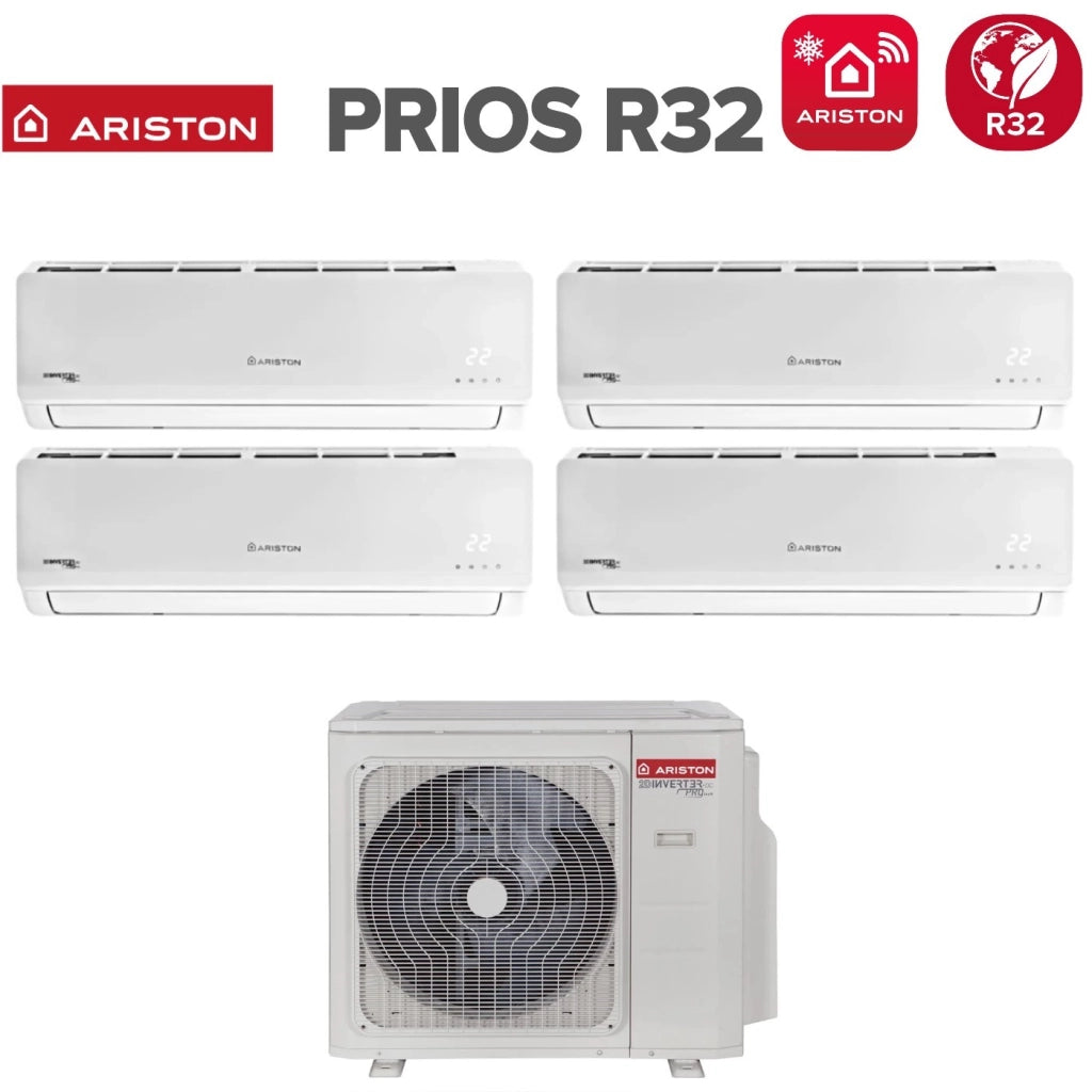 Climatizzatore Condizionatore Ariston Quadri Split Inverter serie PRIOS 12+12+12+12 con QUAD 110 XD0C-O R-32 Wi-Fi Optional 12000+12000+12000+12000