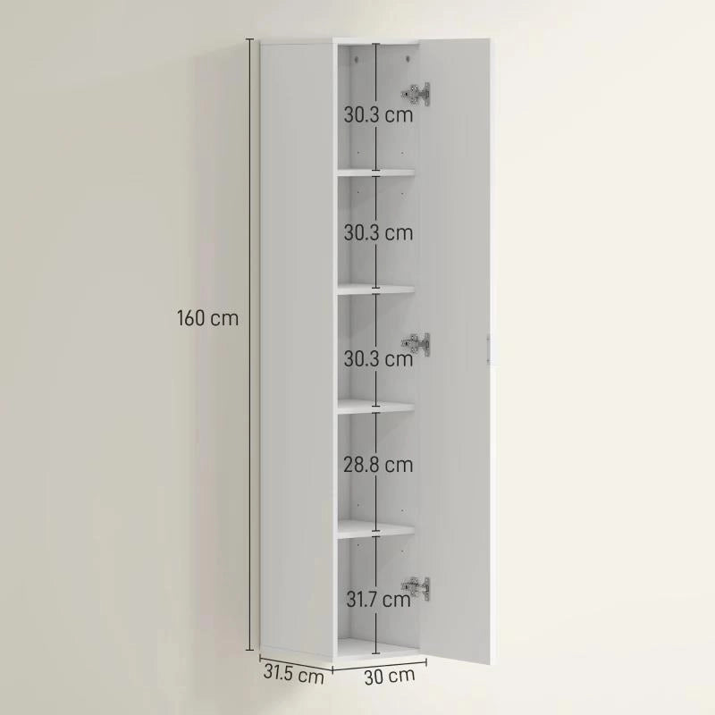 MOBILE BAGNO SOSPESO A COLONNA CON RIPIANI REGOLABILI E CHIUSURA SOFT CLOSE, 30X31.5X160 CM, BIANCO