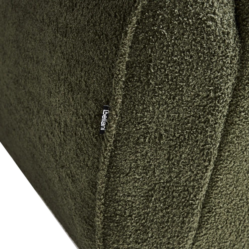 Poltrona Moderna da Soggiorno con Rivestimento in Tessuto Bouclé Verde Scuro Schienale Imbottito e Cuscino Spesso