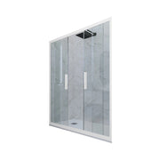 Porta doccia scorrevole 150 CM H 200 Vetro Trasparente Profilo Bianco Matt mod. Glam