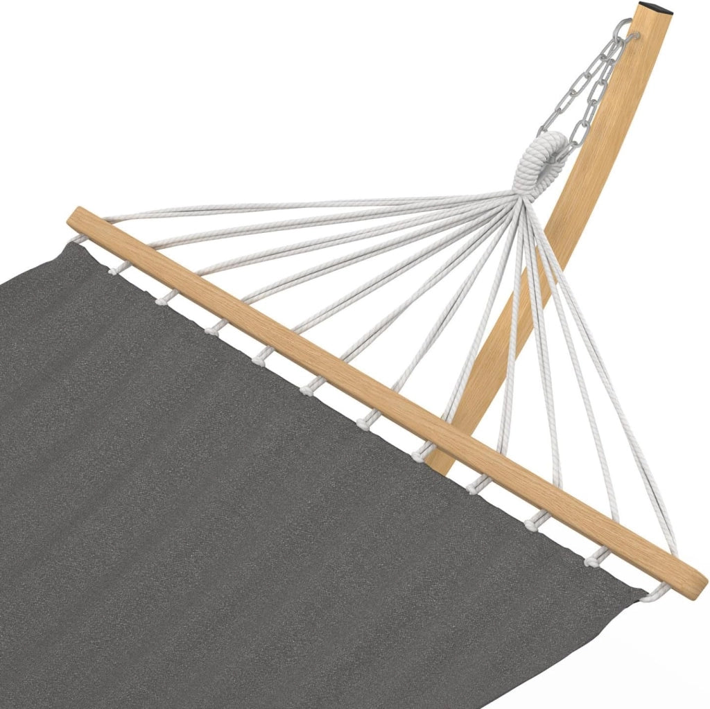 Amaca XL con supporto in metallo effetto legno e tela grigia