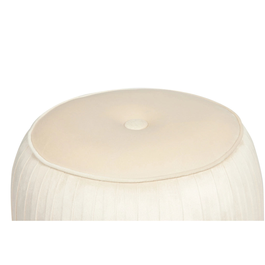 Pouf in velluto Lyla crema con base dorata