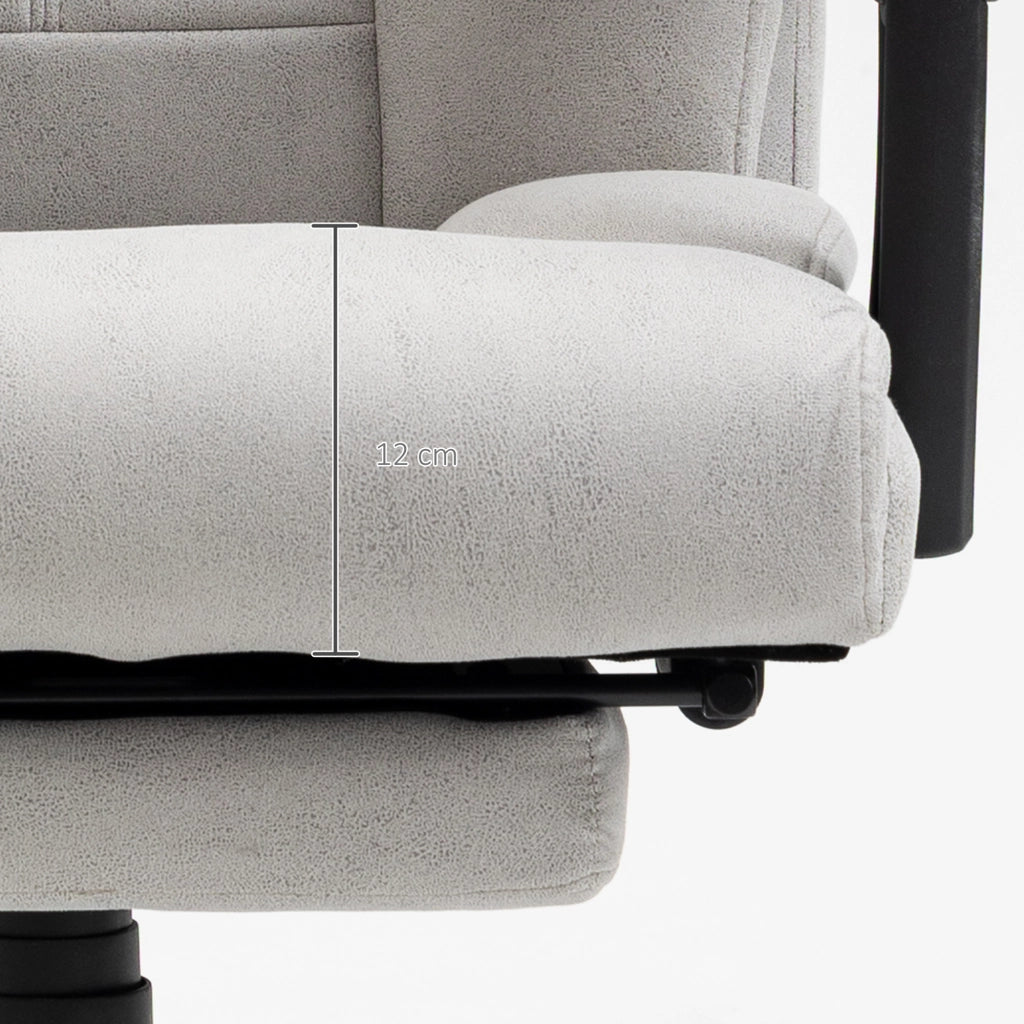 Sedia da ufficio ergonomica massaggiante con poggiapiedi regolabile e riscaldamento lombare in poliestere grigio chiaro