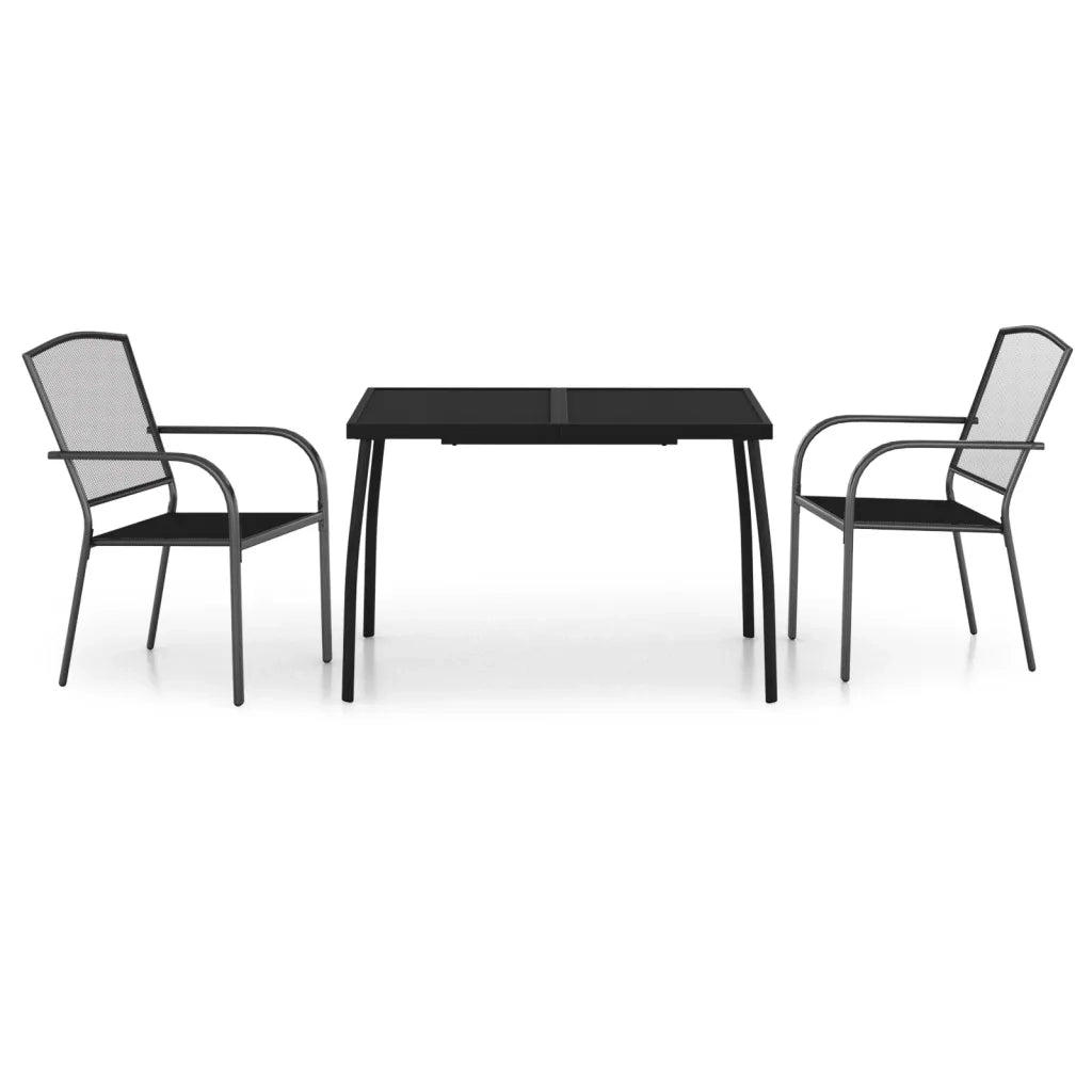 Set da Pranzo da Giardino 3 pz | Set Salotto da Giardino in Acciaio Antracite