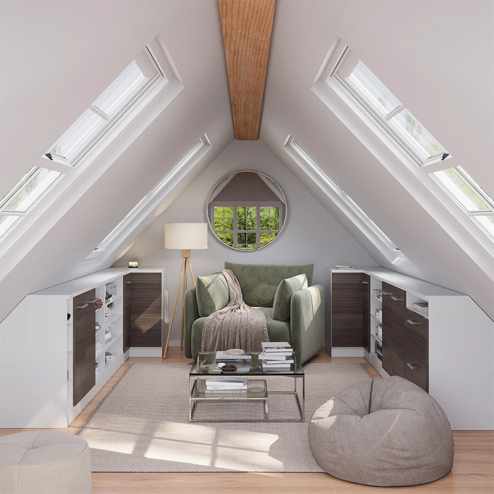 Mobile sottotetto Rion Grigio nobile/Bianco 80 x 83.8 cm con 2 porte, carcassa 60 cm profondità Vicco