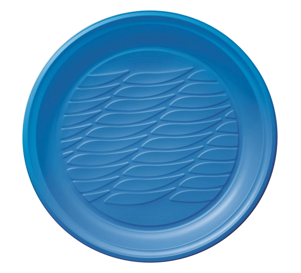 MAURY'S PIATTI PIANI BIOPLASTIC DIAMETRO 21,5 CM 20 PEZZI IN COLORAZIONE AZZURRA