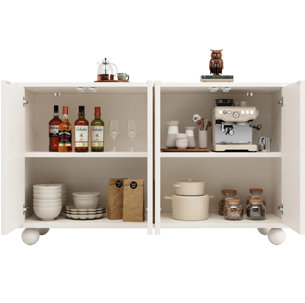 Credenza contenitore 120x35x71 cm con ripiano regolabile, bianca