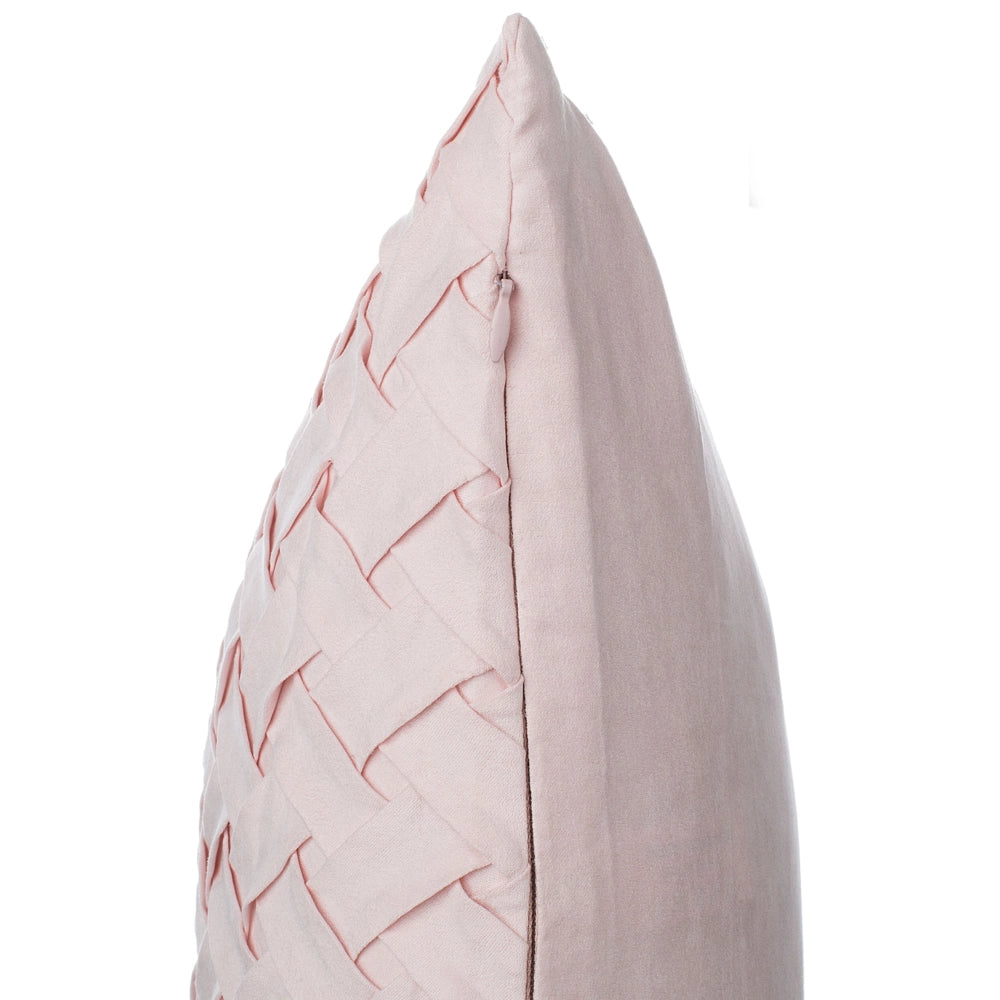 Set di 2 cuscini decorativi rosa finta pelle scamosciata trama reticolare 45 x 45 cm Moderno Glamour Decor accessori
