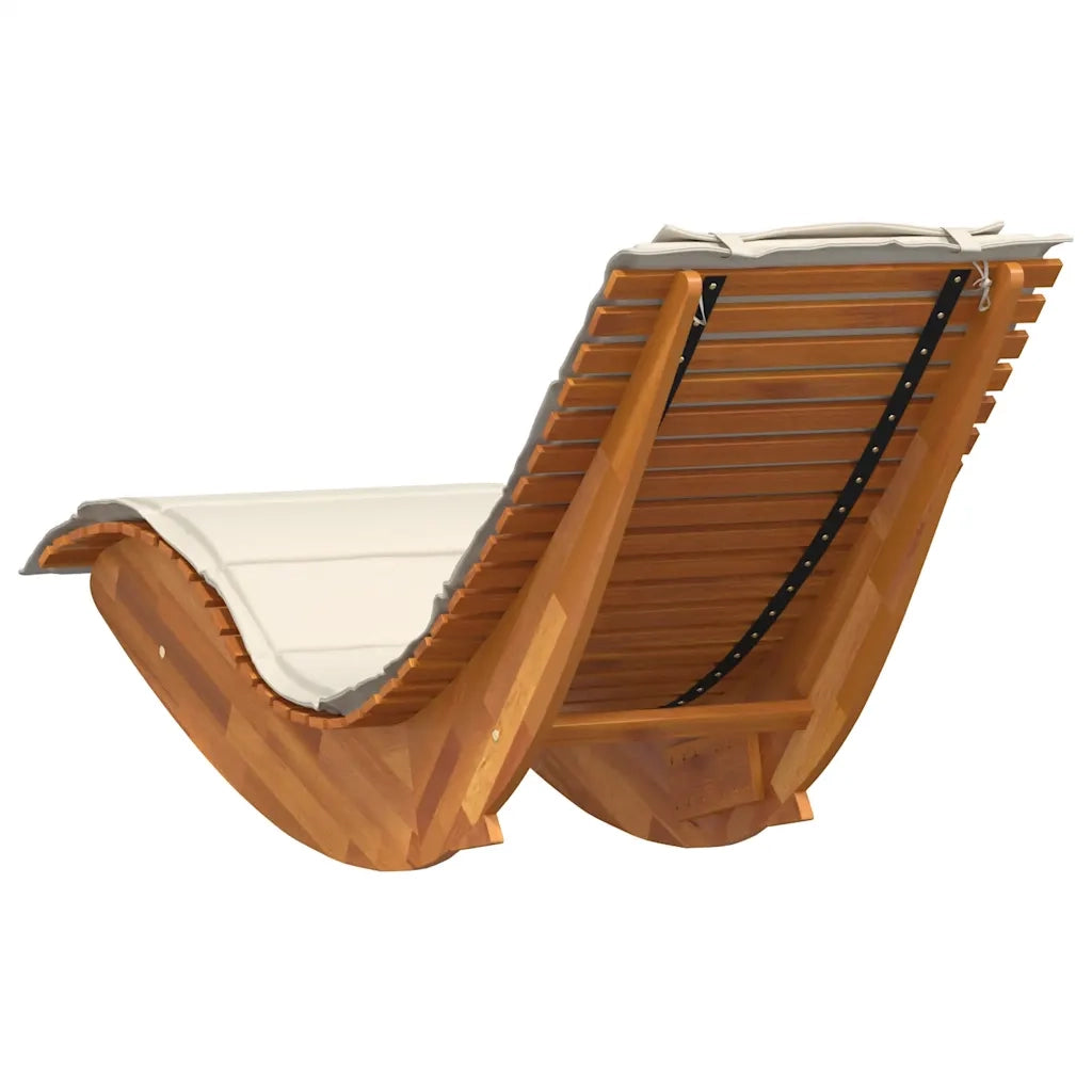 Lettino a Dondolo con Cuscino in Legno Massello di Acacia 4103882