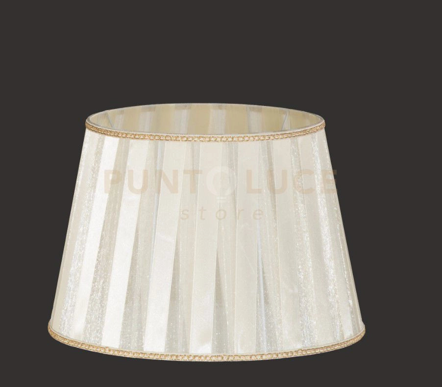 TC.4033 PARALUME DM.40CM ORGANZA PLISSE AVORIO E ORO ATTACCO E27