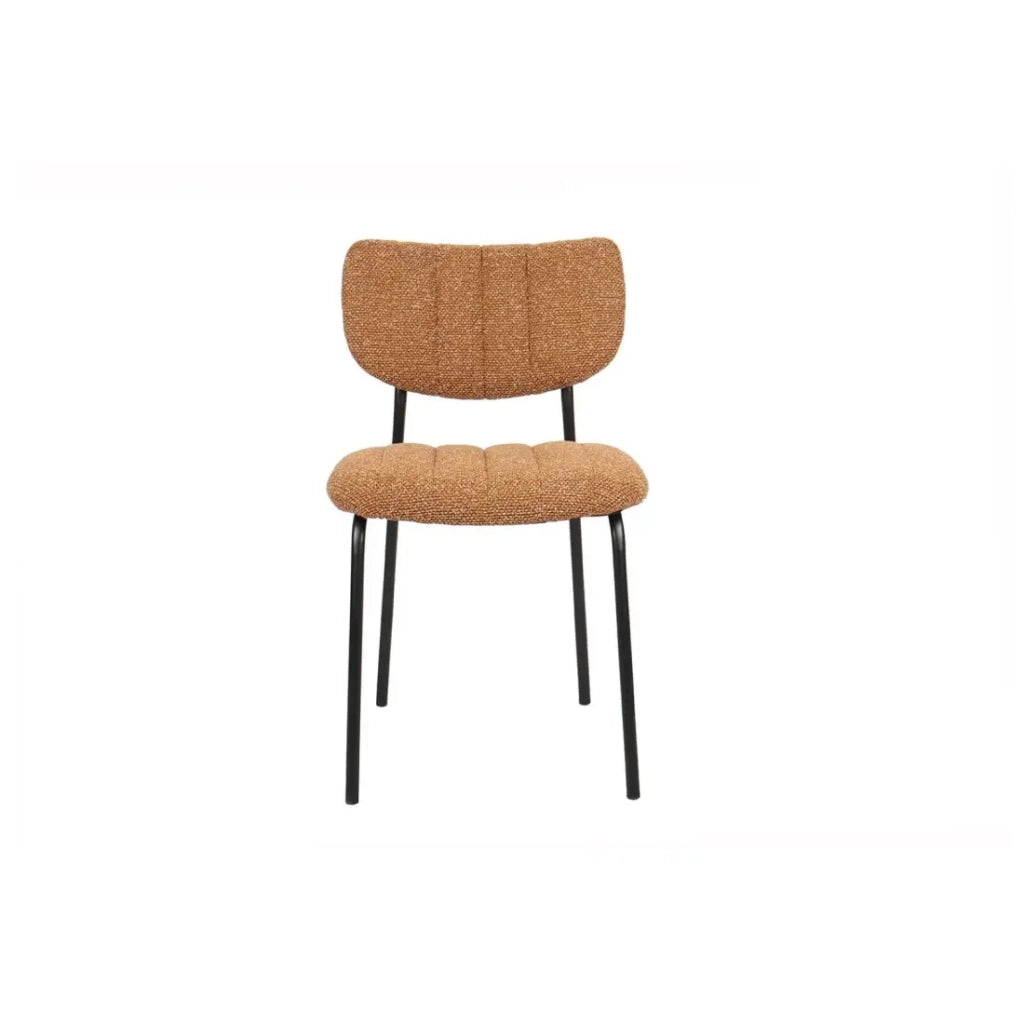 Set di 2 sedie NORAYA – Tessuto arancione – Design compatto – Gambe in metallo – Tocco colorato e moderno