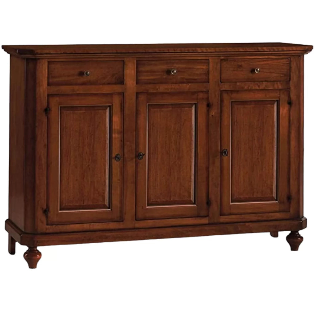 Madia credenza napoletana in legno 3 ante tinta noce 150x43x98 (506) - Mobili 2G