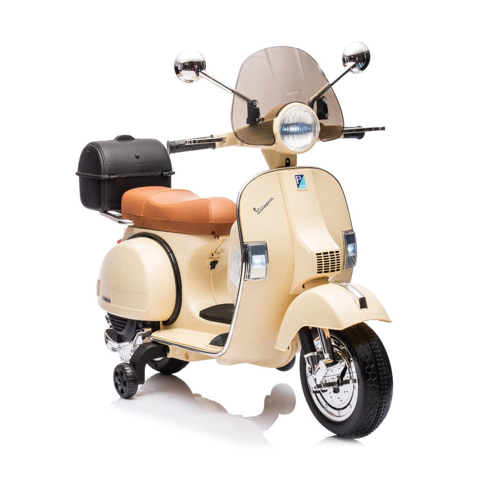 Moto Scooter Elettrico per Bambini Piaggio VESPA PX150 FULL con Parabrezza e Bauletto 12V-Avorio