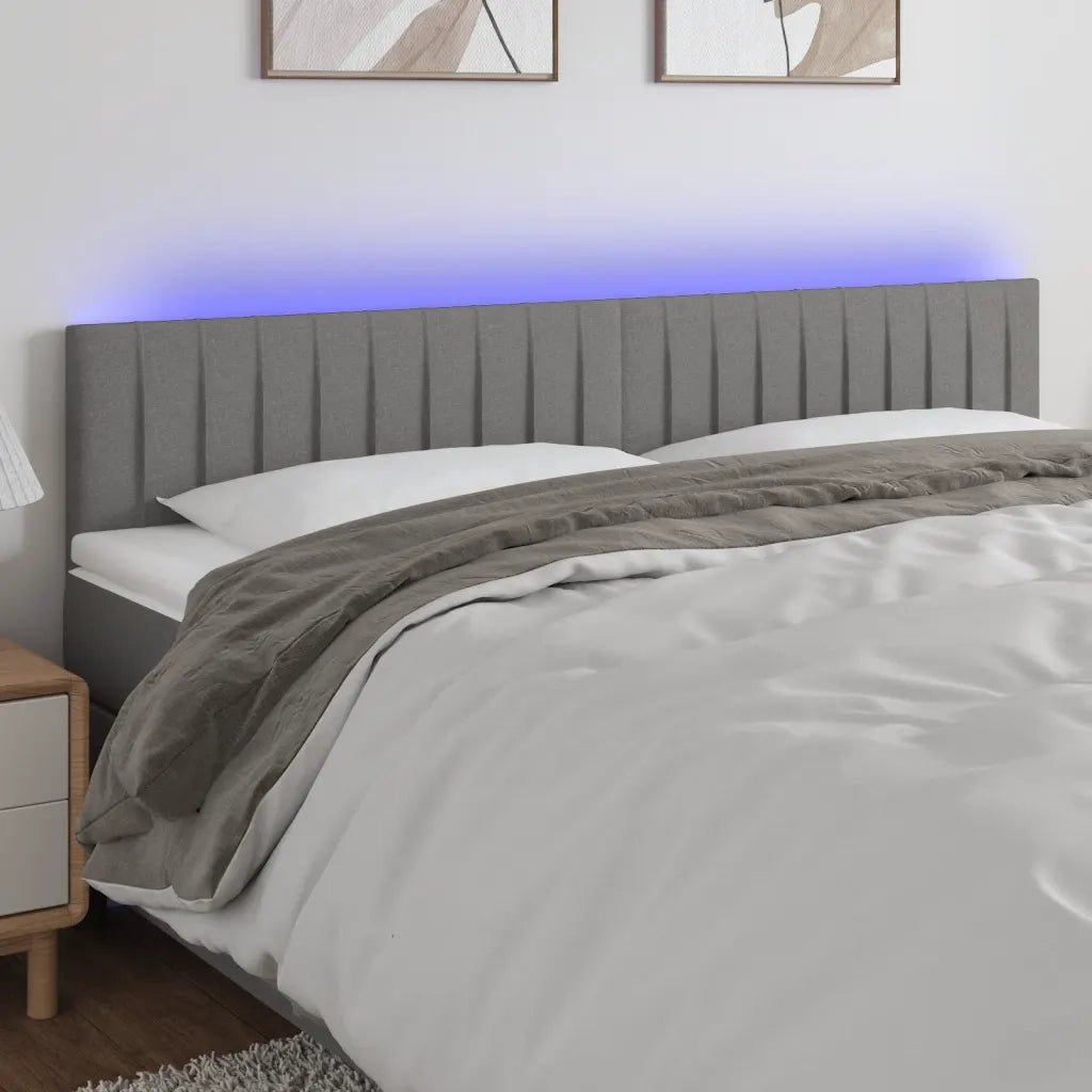 Testiera a LED-Testata con LED Grigio Scuro 180x5x78/88 cm in Tessuto 223245