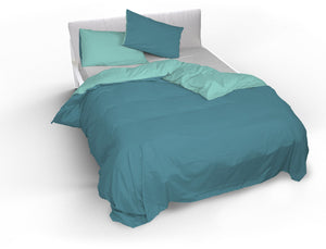 Copripiumino Singolo con Sacco e Federe Doubleface Ottanio/Verde Acqua