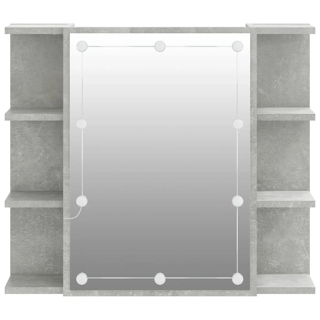 Mobile a Specchio con LED Grigio Cemento 70x16,5x60 cm 808877
