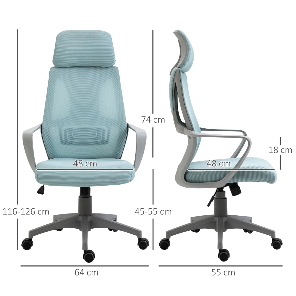 Sedia da ufficio regolabile con braccioli e poggiatesta ¨C zephmum ¨C blu 64x55x116-126 cm