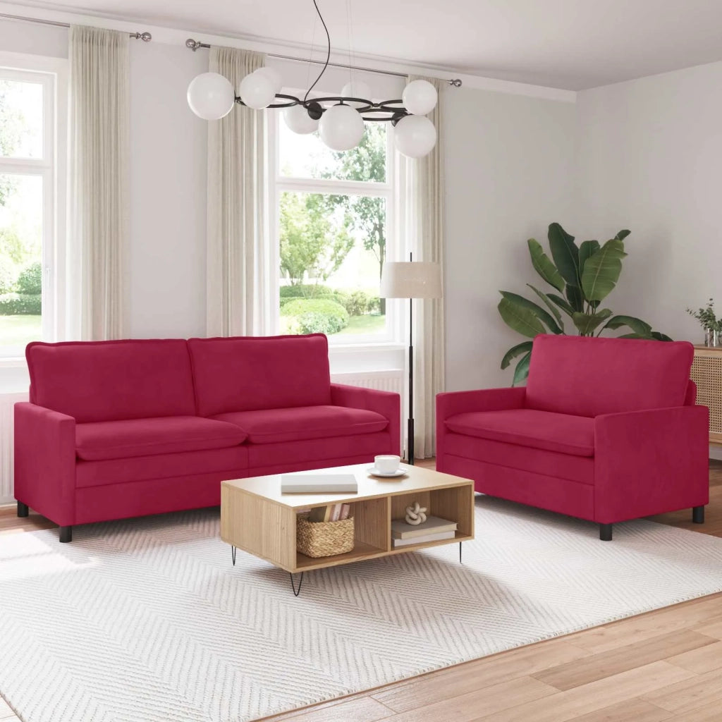 Set di divani 2 pcs Rosso Vino Velluto