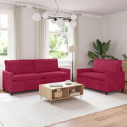 Set di divani 2 pcs Rosso Vino Velluto