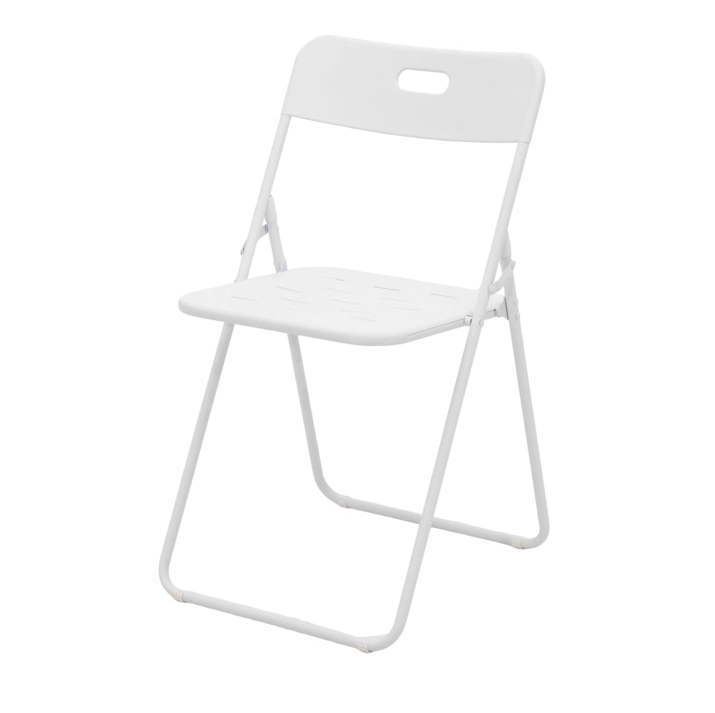 Set bistrot pieghevole; 3 pezzi per 2 persone; acciaio; bianco