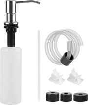 Dispensatore di sapone da parete - 500 ml - Bottiglia in plastica - Piastra in acciaio inossidabile - Guanto in silicone 1 m - Resistente alla corrosione - Spazio risparmiato - Dispensatore di detersivo da cucina