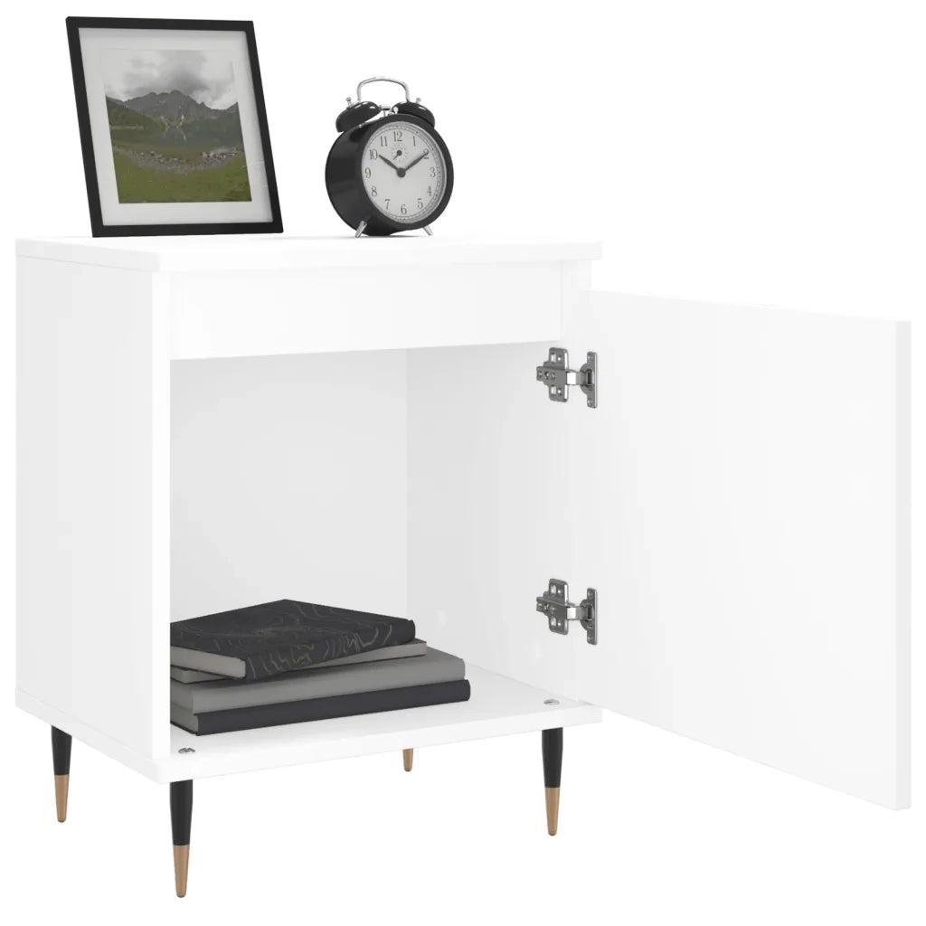 Comodini 2 pz Bianchi 40x30x50 cm in Legno Multistrato 826813