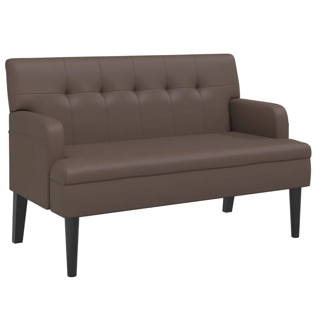 Panca con Schienale-Divano Sedia Marrone 112x65,5x75 cm in Similpelle