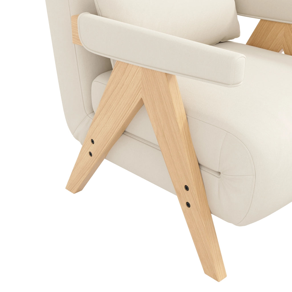 POLTRONA 3 in 1 reclinabile 87x64x60 cm in lino beige con cuscino