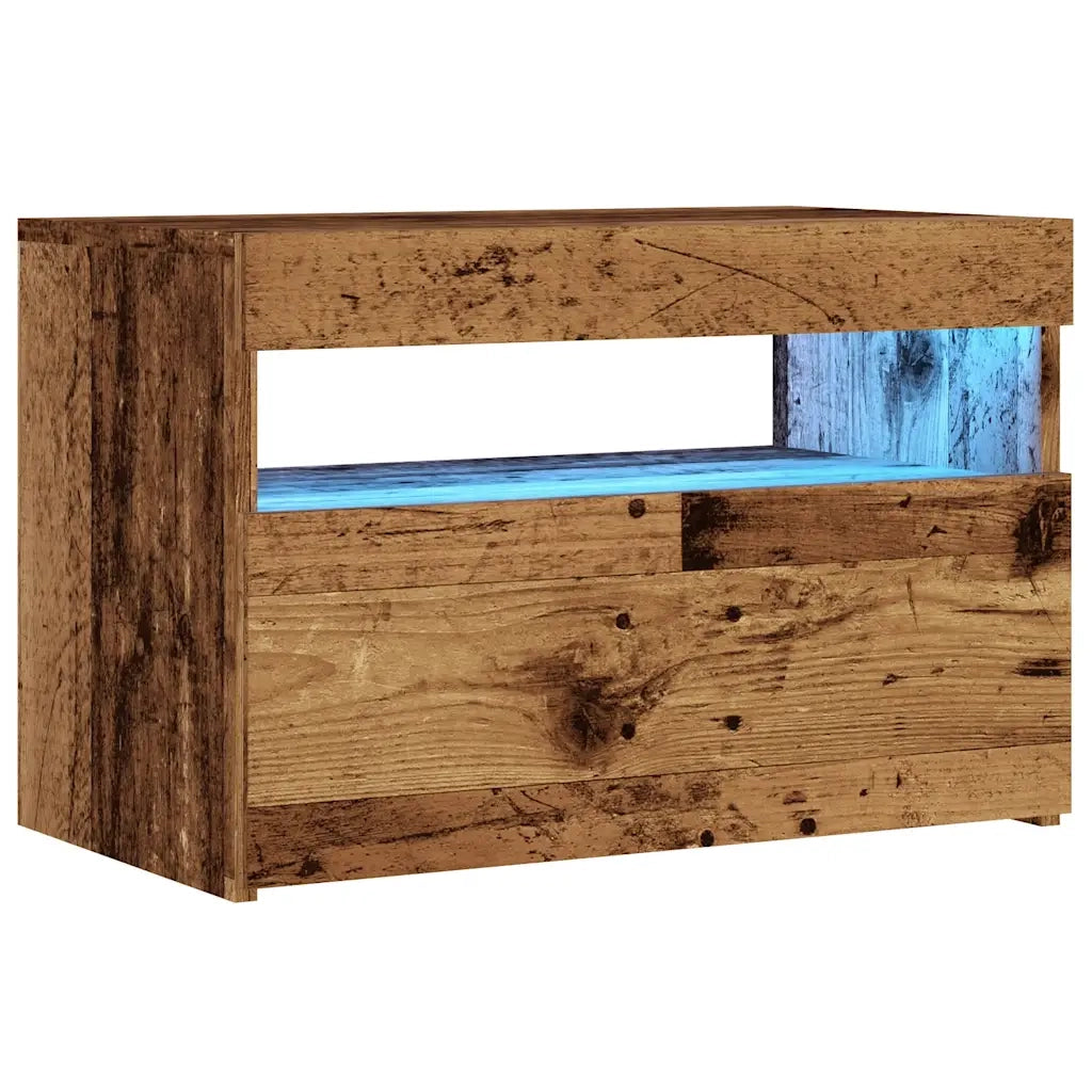 Mobile Porta TV con LED Legno Antico 60x35x40 cm Multistrato 856309