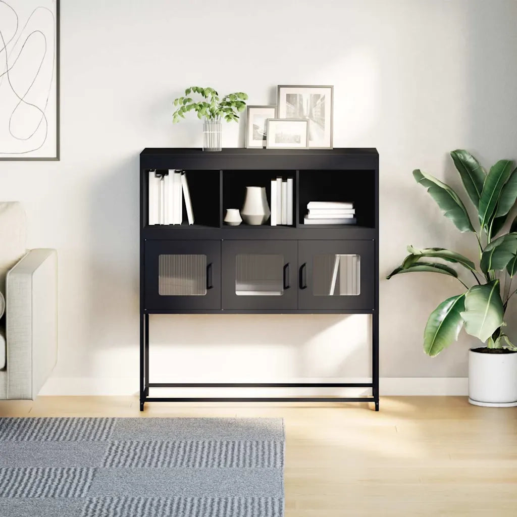 Credenza Nera 100,5x39x107 cm in Acciaio Laminato a Freddo 853416