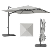Ombrellone a Sbalzo con Manovella 365x297x256 cm con Base a Croce Grigio Chiaro
