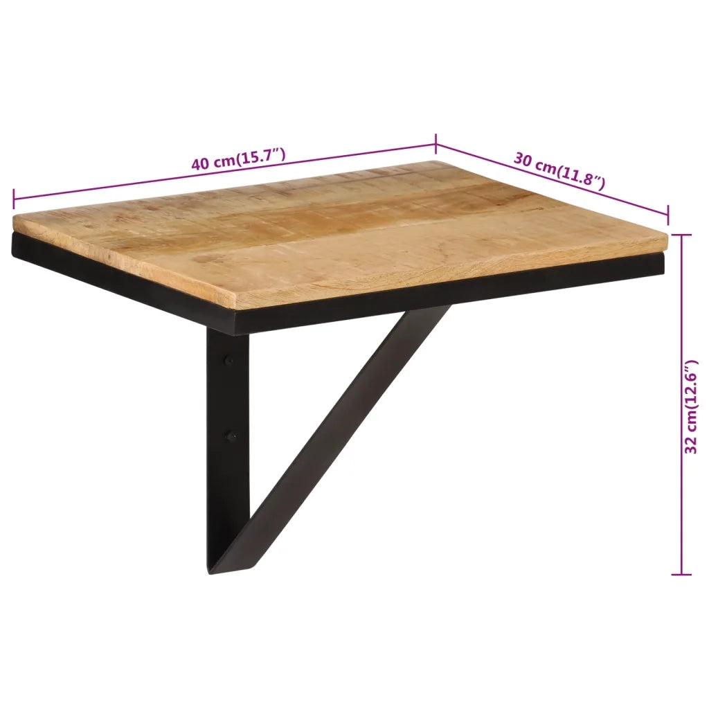 Mensola da Parete | Mensola sospesa 40x30x32 cm in Legno Massello Mango e Ferro