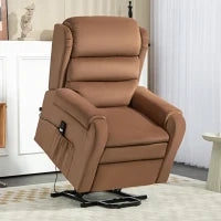 Poltrona Alzapersona Reclinabile a 160° con Poggiapiedi e Telecomando, in Velluto, 85x88x109 cm, Marrone