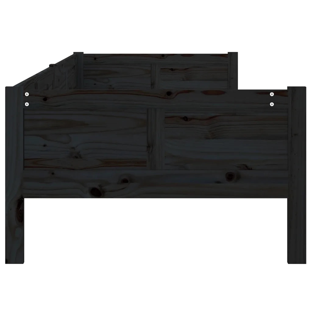Letto singolo | Letto per adulti | Dormeuse Nera in Legno Massello di Pino 90x190 cm