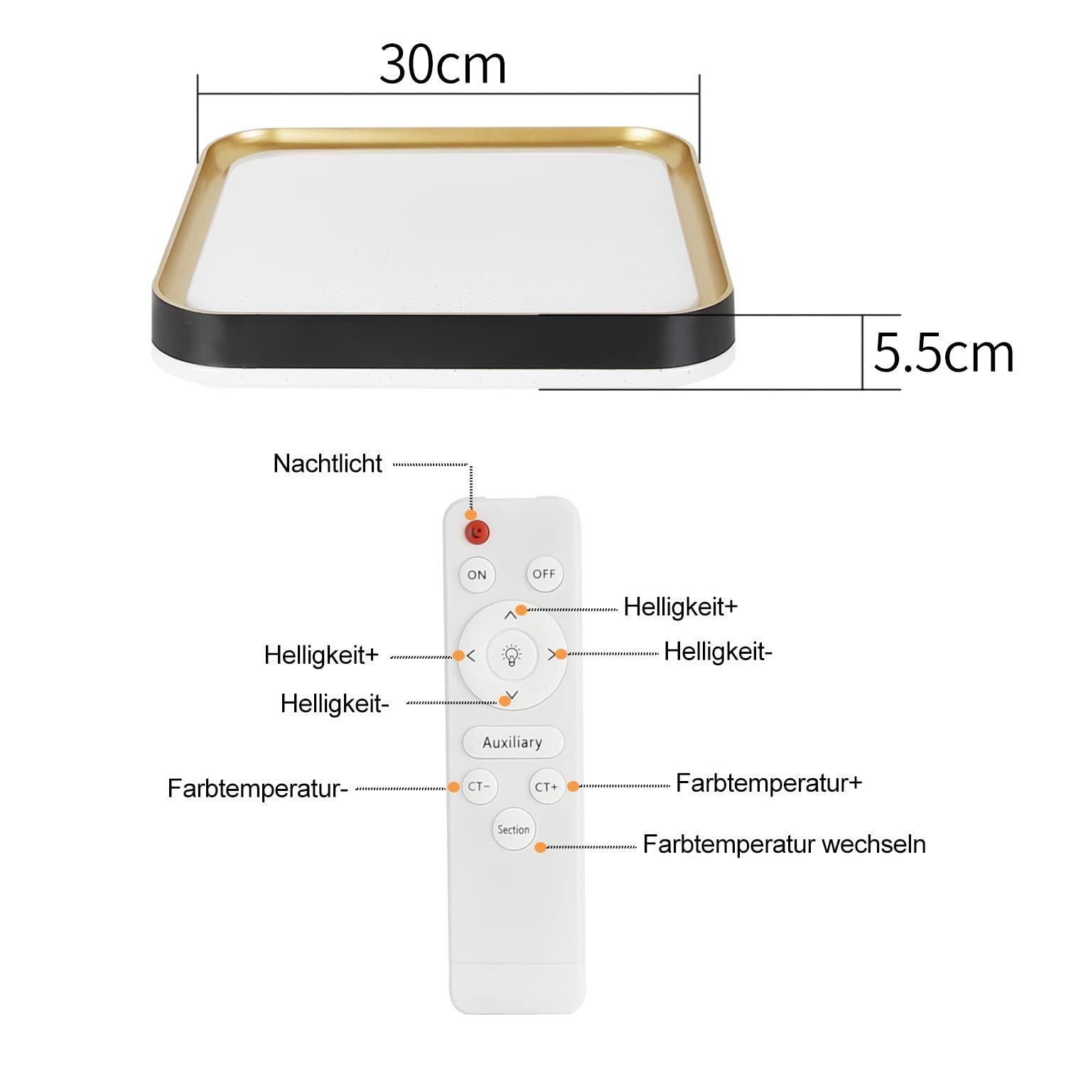 ZMH Lampada da soffitto plafoniera LED dimmerabile 30 cm telecomando moderna per soggiorno corridoio