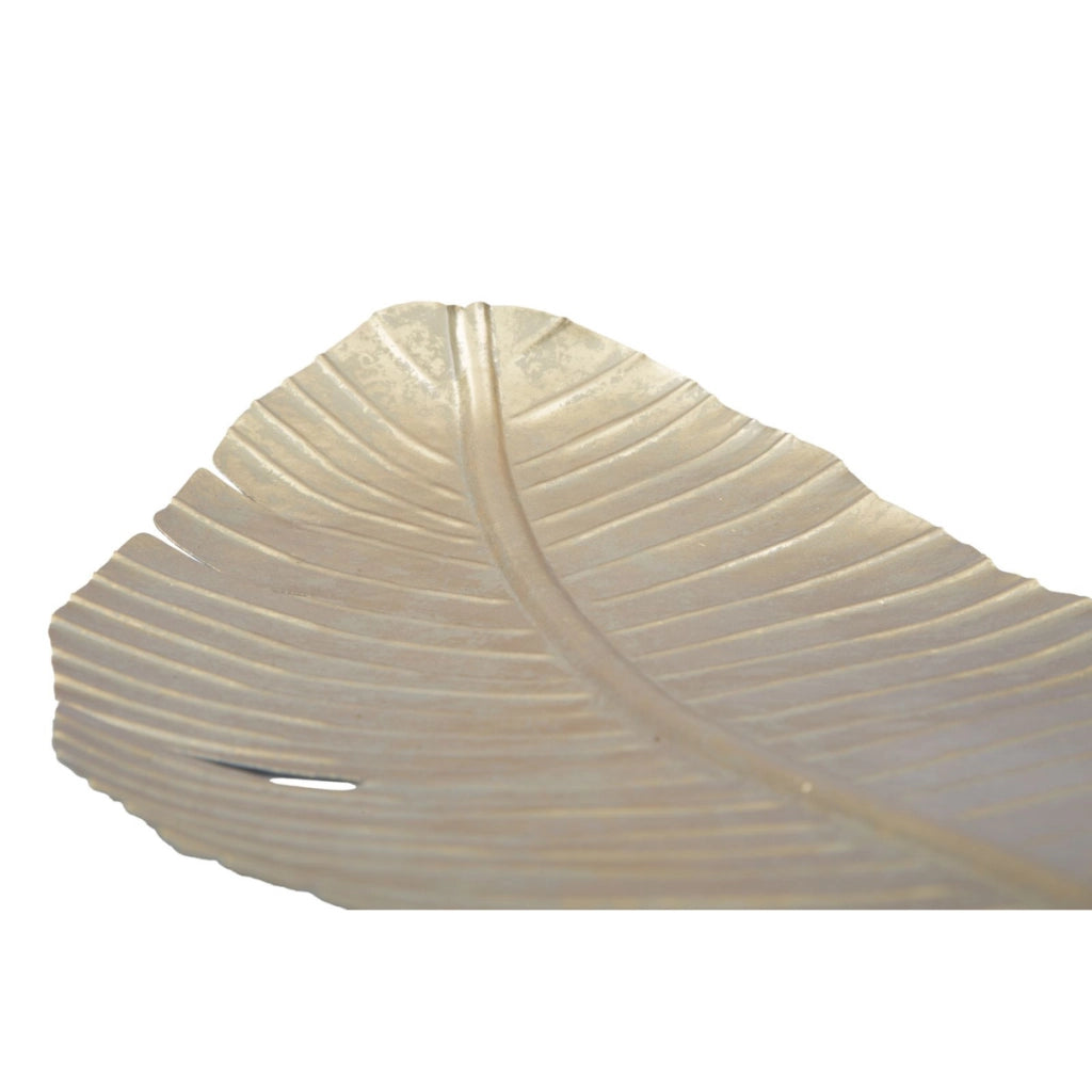 Vassoio Foglia 4, Oro, Metallo, 18x2x55 cm