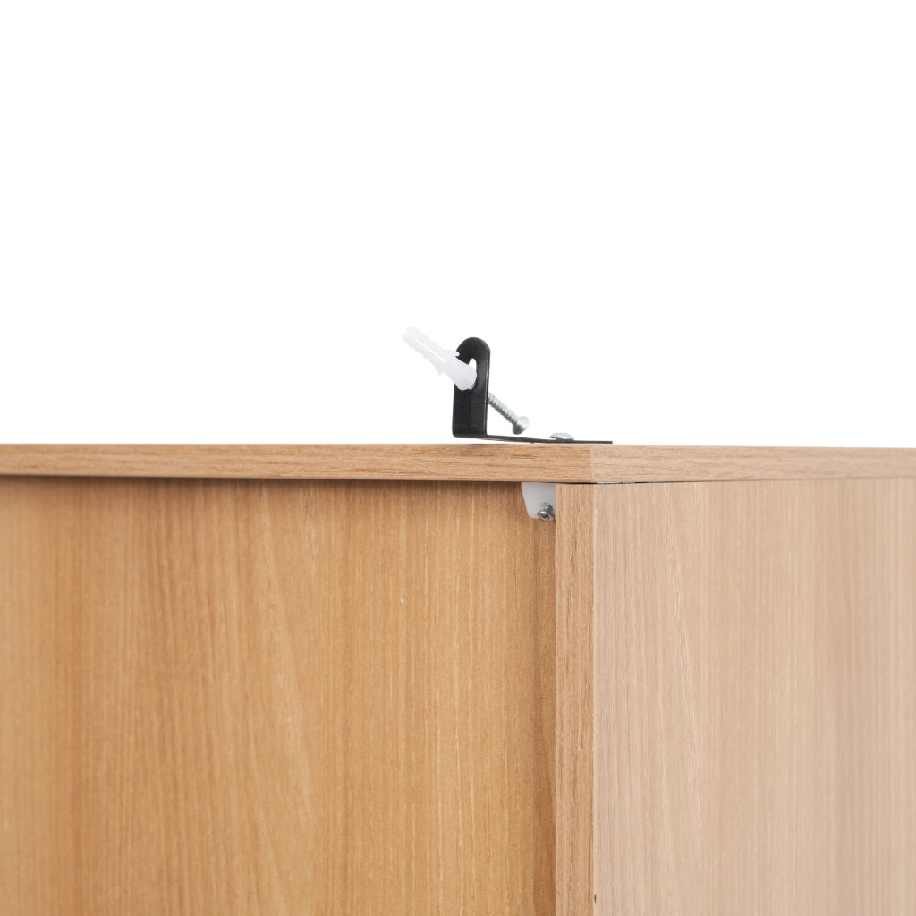 Vetrina con ripiani regolabili e 2 cassetti in MDF naturale