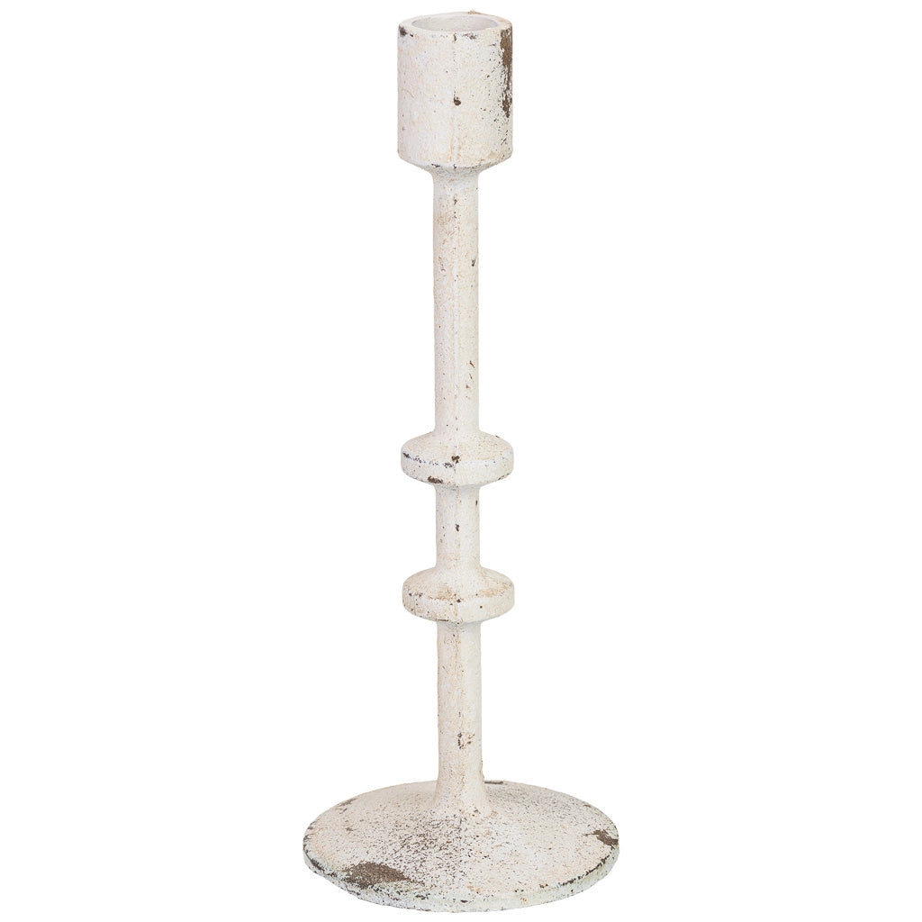Candelabro in metallo bianco, 8,5x8,5x23 cm (altezza)