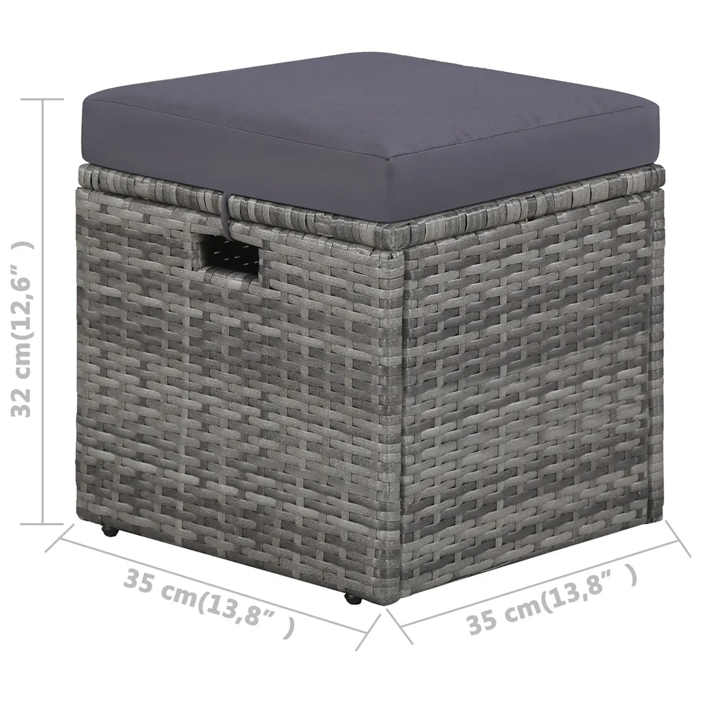 Set Divani da Giardino 4 pz con Cuscini in Polyrattan Grigio 43956