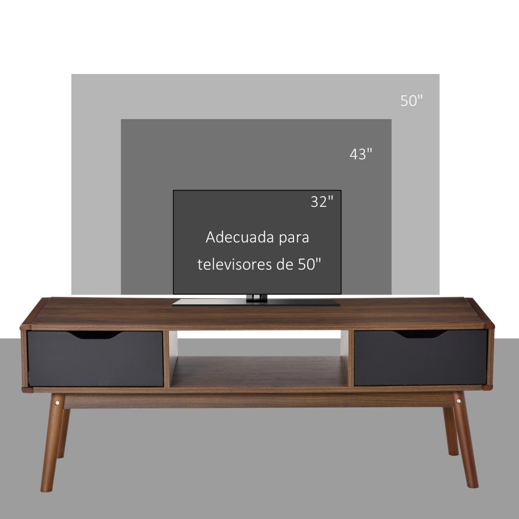 Mobile TV Moderno con 2 Cassetti e Compartimento Aperto ¨C zephmum ¨C Marrone 122x39x46 cm