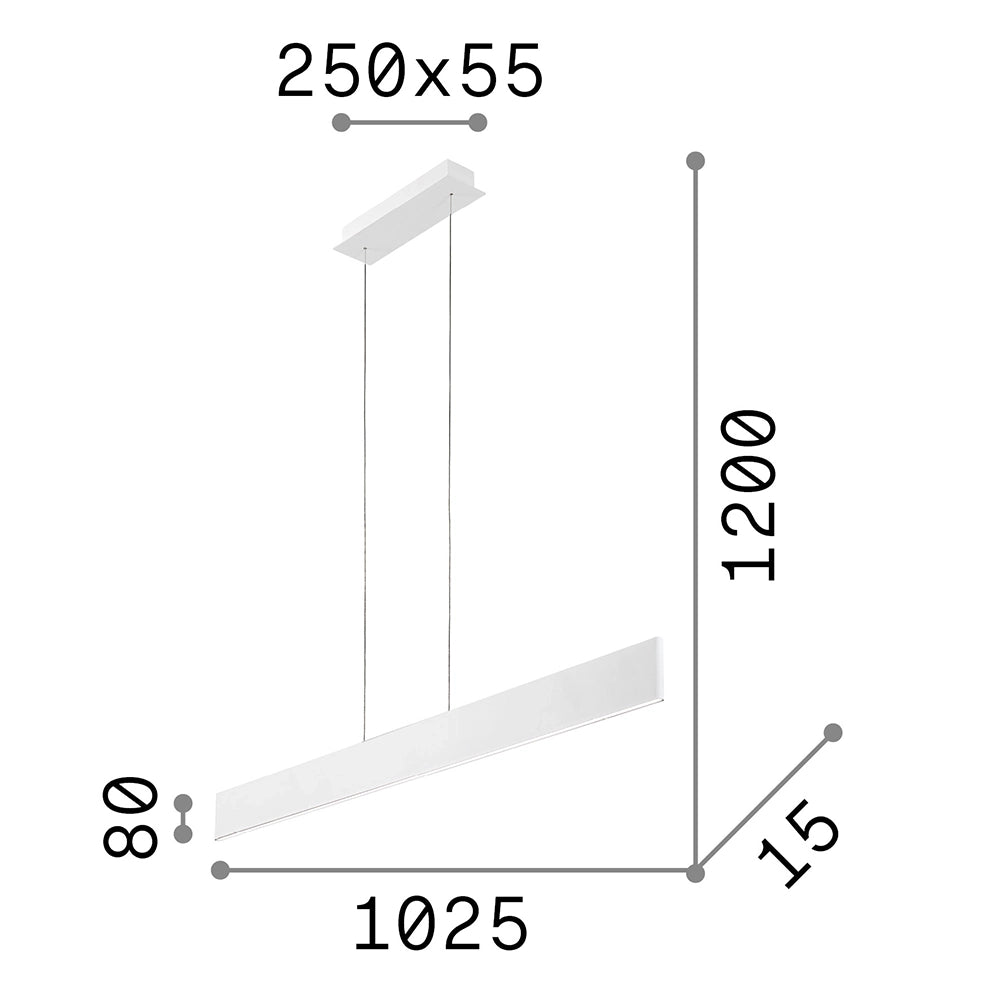Sospensione Industrial-Minimal Desk Metallo Bianco Led 32W 3000K
