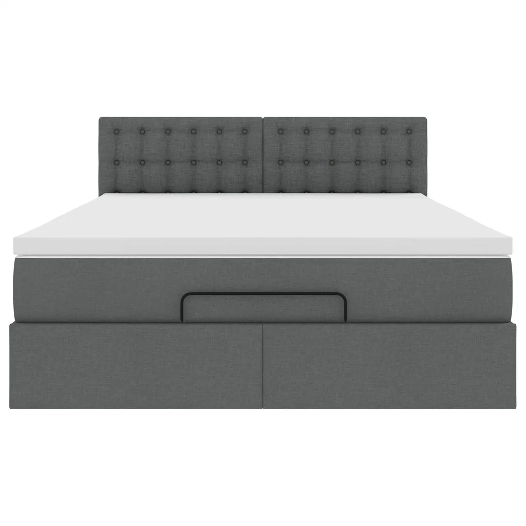 Pouf Letto con Materasso e LED Grigio Scuro 140x190 cm 3312472